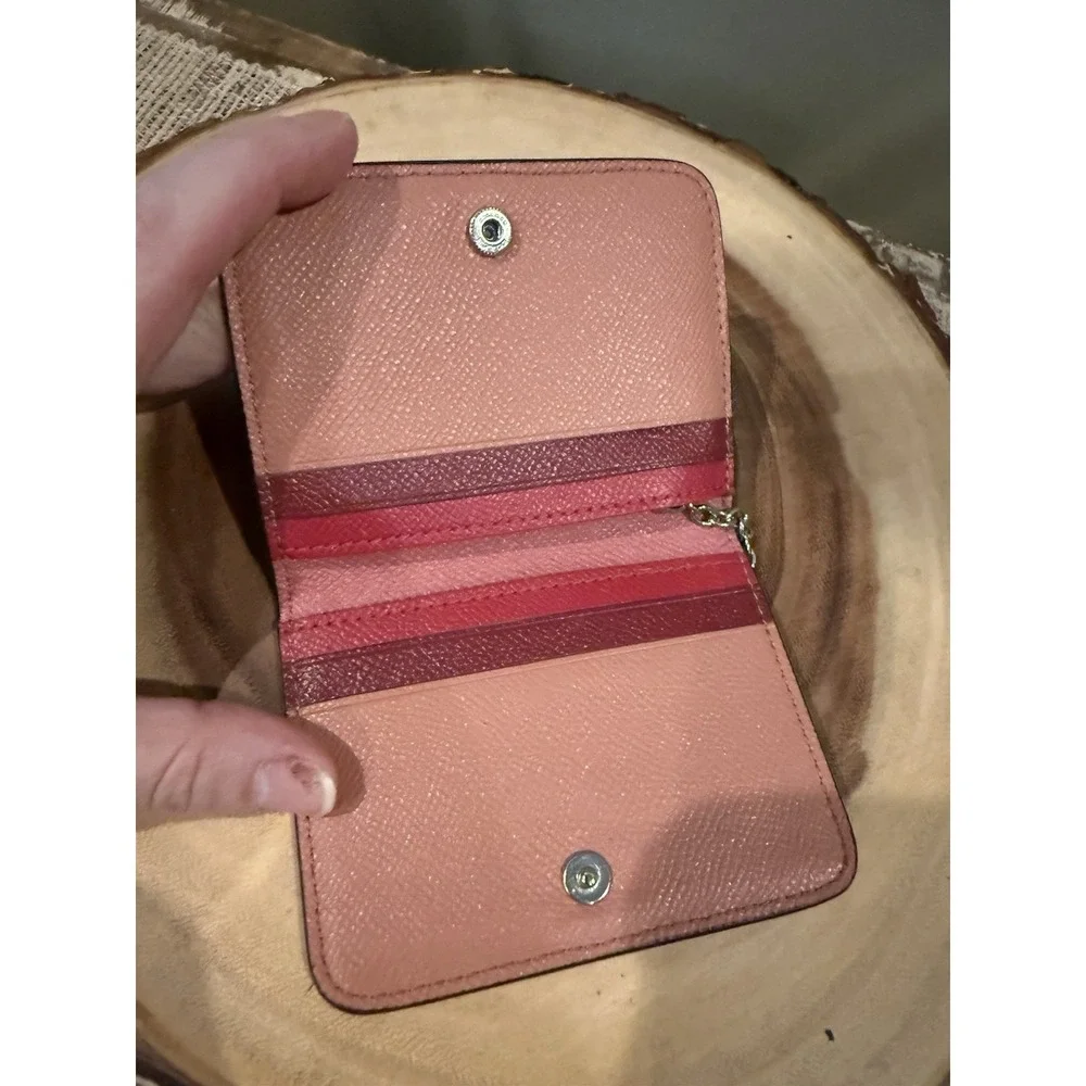 Coach card case ID Window wallet In Taffy Pink Snap Closure Keychain